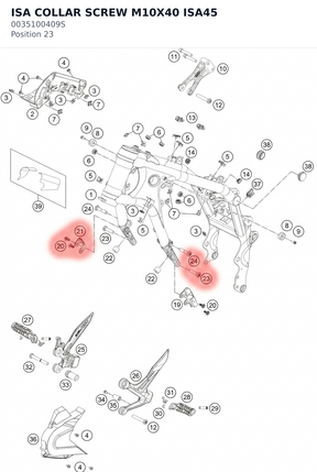 Diagram preview: ISA COLLAR SCREW M10X40 ISA45 (0035100409S)