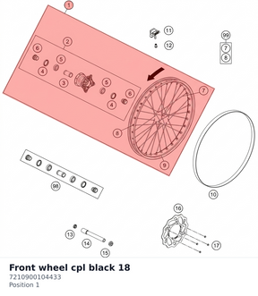 Diagram preview: Front wheel cpl black 18 (7210900104433)