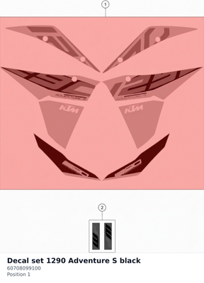 Diagram preview: Decal set 1290 Adventure S black (60708099100)