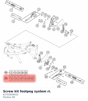Diagram preview: Screw kit footpeg system ri. (61703939010)