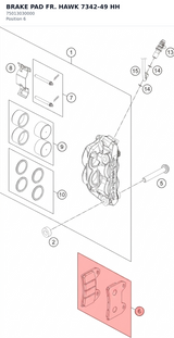 Diagram preview: BRAKE PAD FR. HAWK 7342-49 HH (75013030000)
