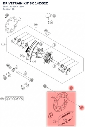 Diagram preview: DRIVETRAIN KIT SX 14Z/52Z (SPAA14U52CM1186)