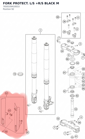 Diagram preview: FORK PROTECT. L/S +R/S BLACK M (7650109410033)