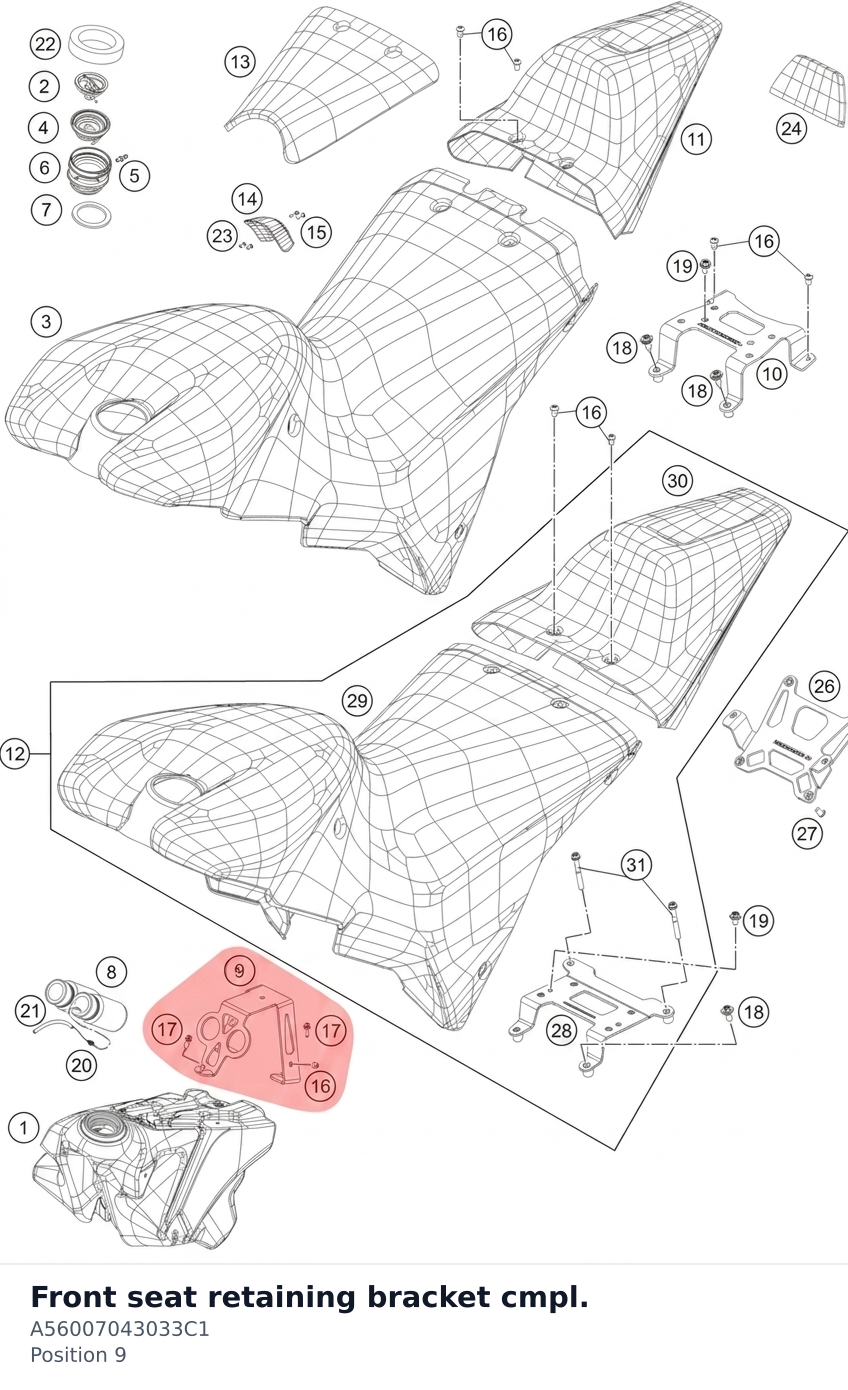 Diagram preview: Front seat retaining bracket cmpl. (A56007043033C1)