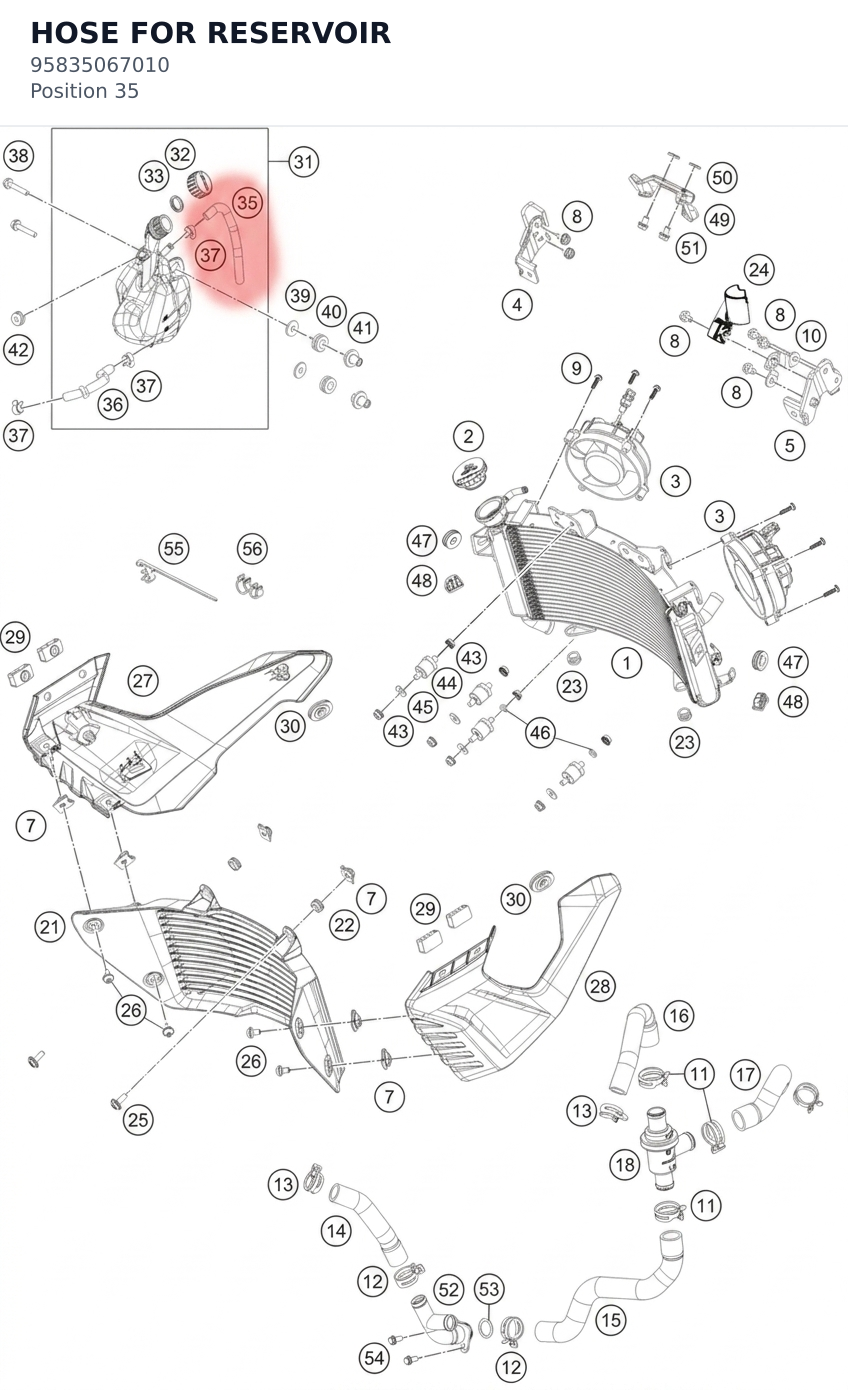 Diagram preview: HOSE FOR RESERVOIR (95835067010)