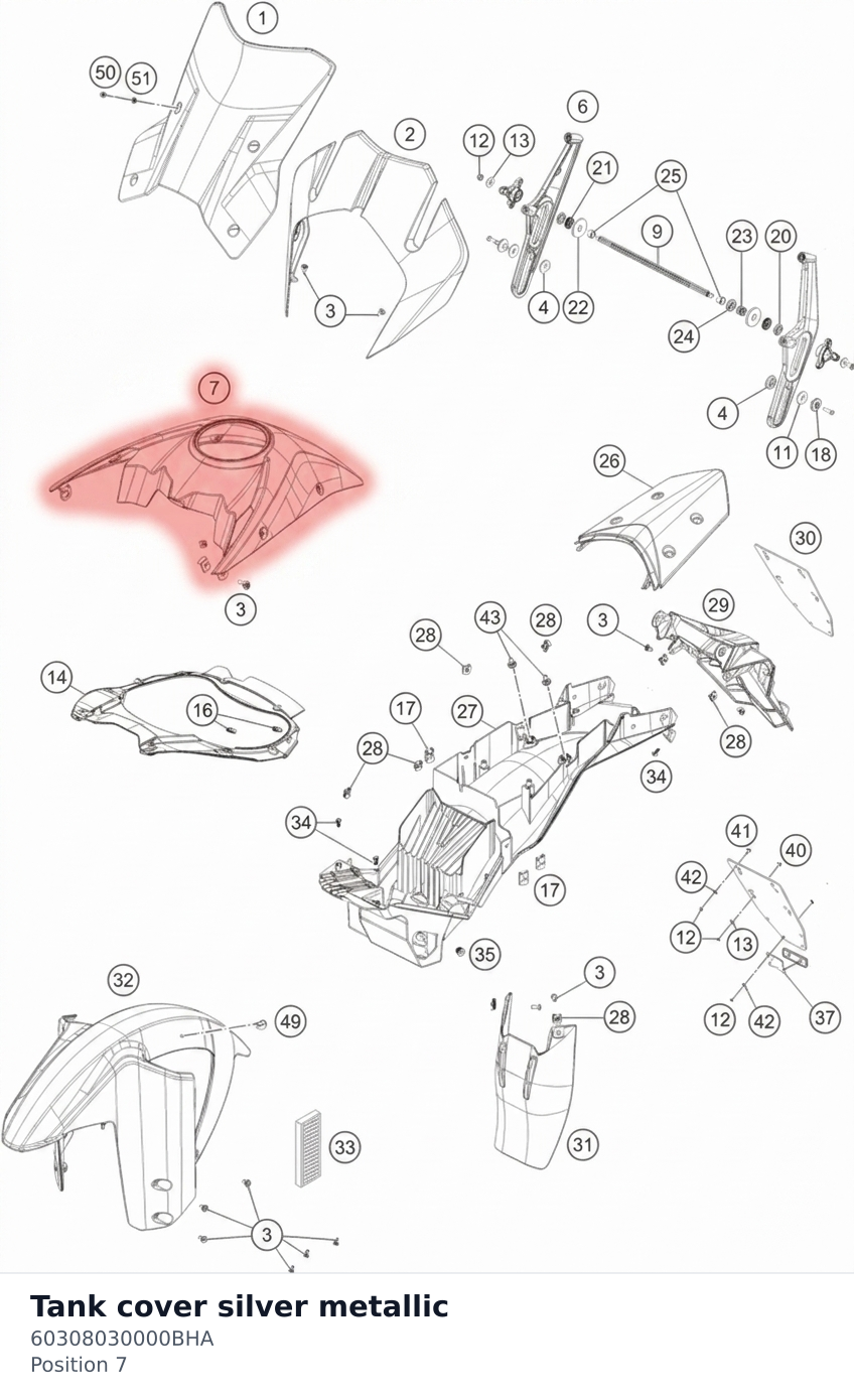 Diagram preview: Tank cover silver metallic (60308030000BHA)