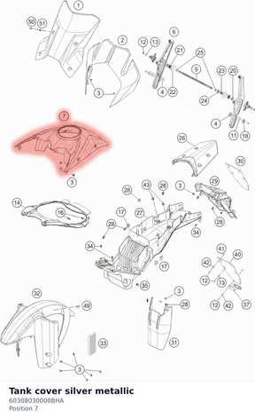 Diagram preview: Tank cover silver metallic (60308030000BHA)