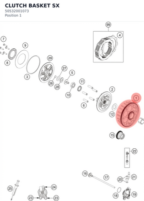 Diagram preview: CLUTCH BASKET SX (50532001073)