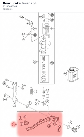 Diagram preview: Rear brake lever cpl. (72113050044)
