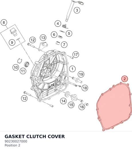 Diagram preview: GASKET CLUTCH COVER (90230027000)