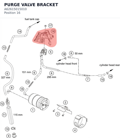 Diagram preview: PURGE VALVE BRACKET (A62615015010)