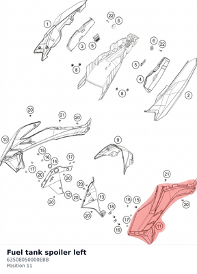 Diagram preview: Fuel tank spoiler left (63508050000EBB)