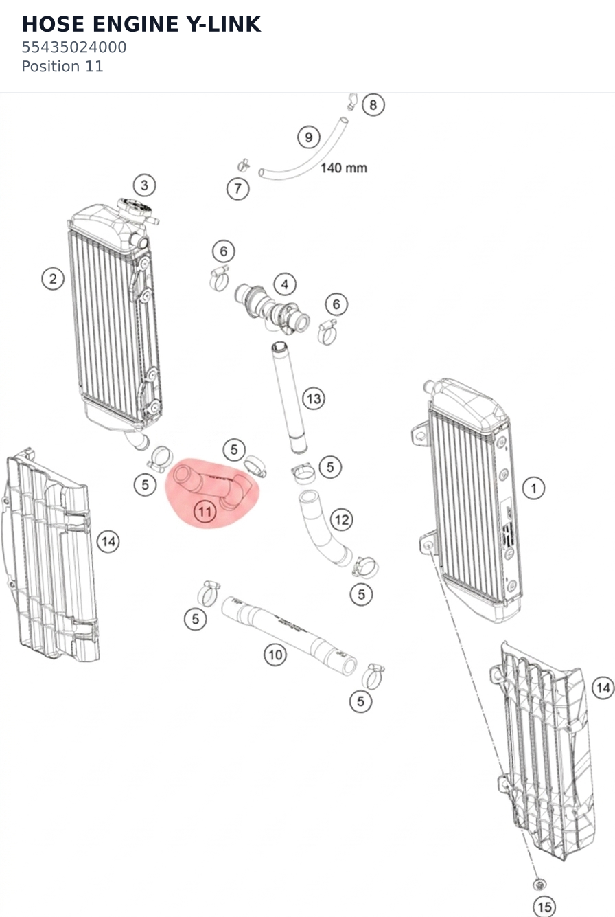 Diagram preview: HOSE ENGINE Y-LINK (55435024000)