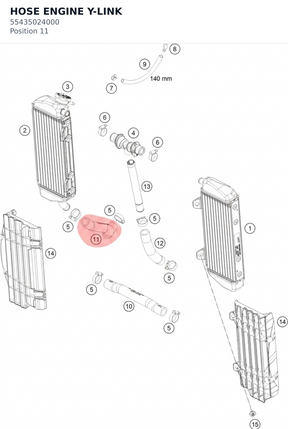 Diagram preview: HOSE ENGINE Y-LINK (55435024000)