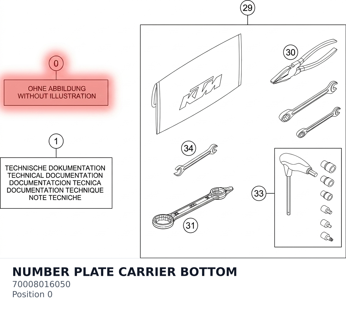 Diagram preview: NUMBER PLATE CARRIER BOTTOM (70008016050)