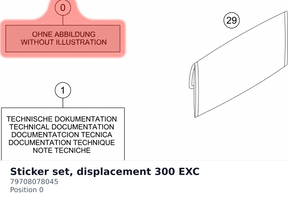 Diagram preview: Sticker set, displacement 300 EXC (79708078045)