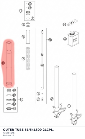 Diagram preview: OUTER TUBE 51/54L500 2LCPL. (43570454S)
