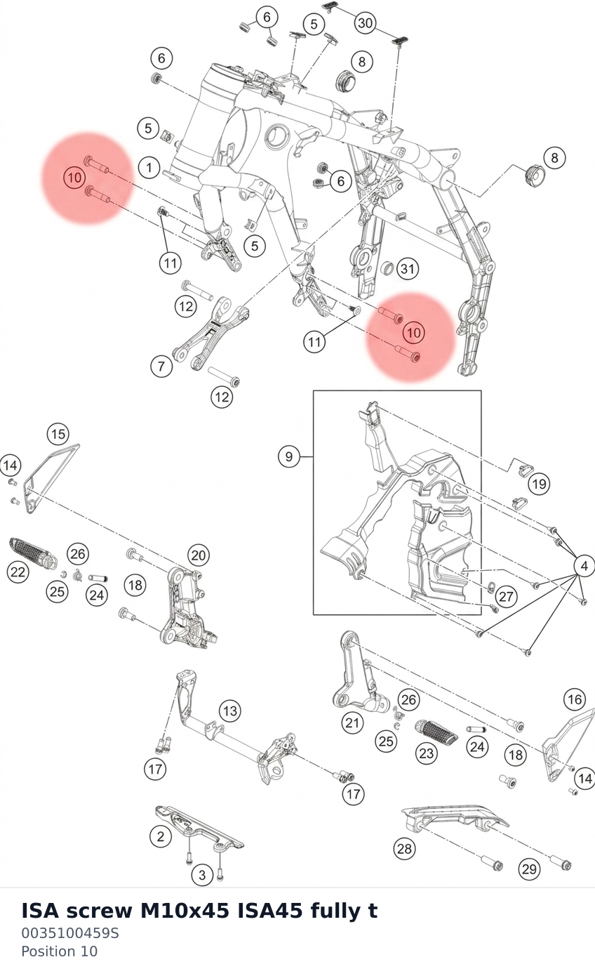 Diagram preview: ISA screw M10x45 ISA45 fully t (0035100459S)
