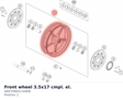 Diagram preview: Front wheel 3.5x17  cmpl. el. (A60709001144EB)