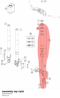 Diagram preview: Assembly leg right (93501002300)