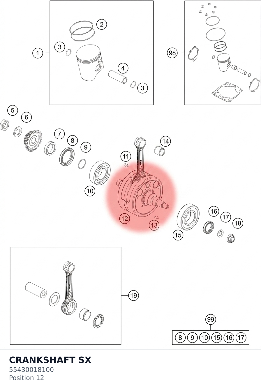 Diagram preview: CRANKSHAFT SX (55430018100)