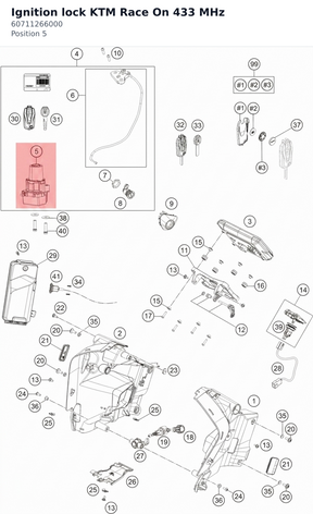 Diagram preview: Ignition lock KTM Race On 433 MHz (60711266000)