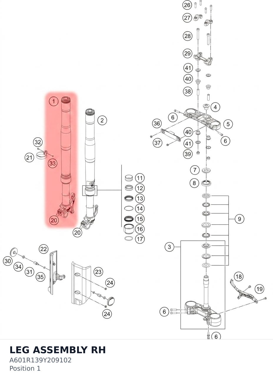 Diagram preview: LEG ASSEMBLY RH (A601R139Y209102)