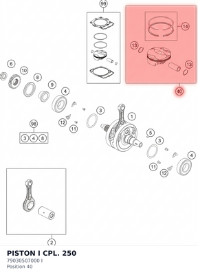 Diagram preview: PISTON I CPL. 250 (79030507000 I)