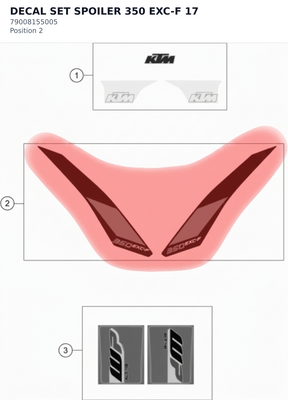 Diagram preview: DECAL SET SPOILER 350 EXC-F 17 (79008155005)