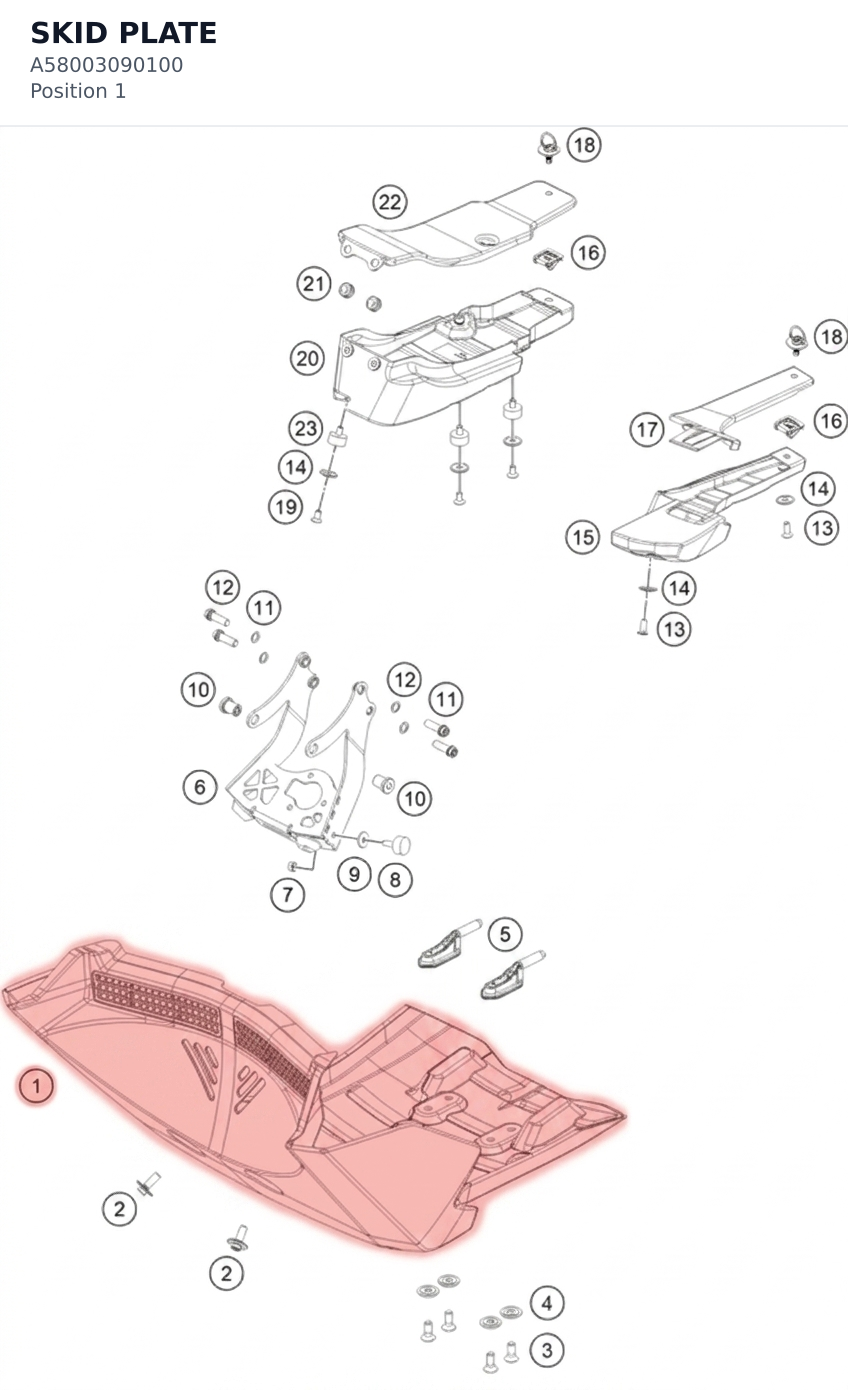 Diagram preview: SKID PLATE (A58003090100)
