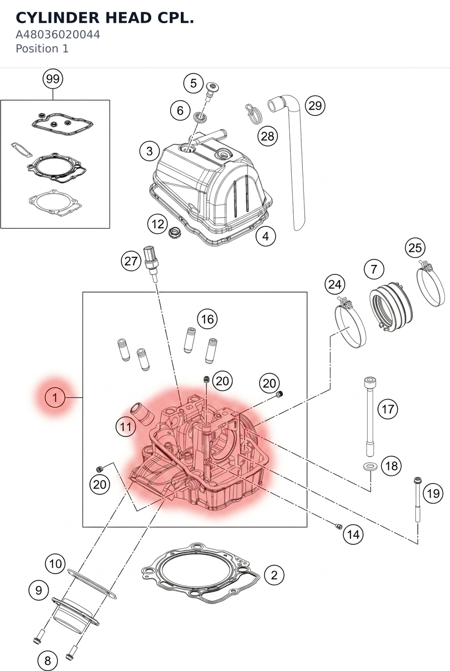 Diagram preview: CYLINDER HEAD CPL. (A48036020044)