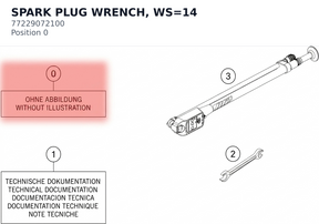 Diagram preview: SPARK PLUG WRENCH, WS=14 (77229072100)