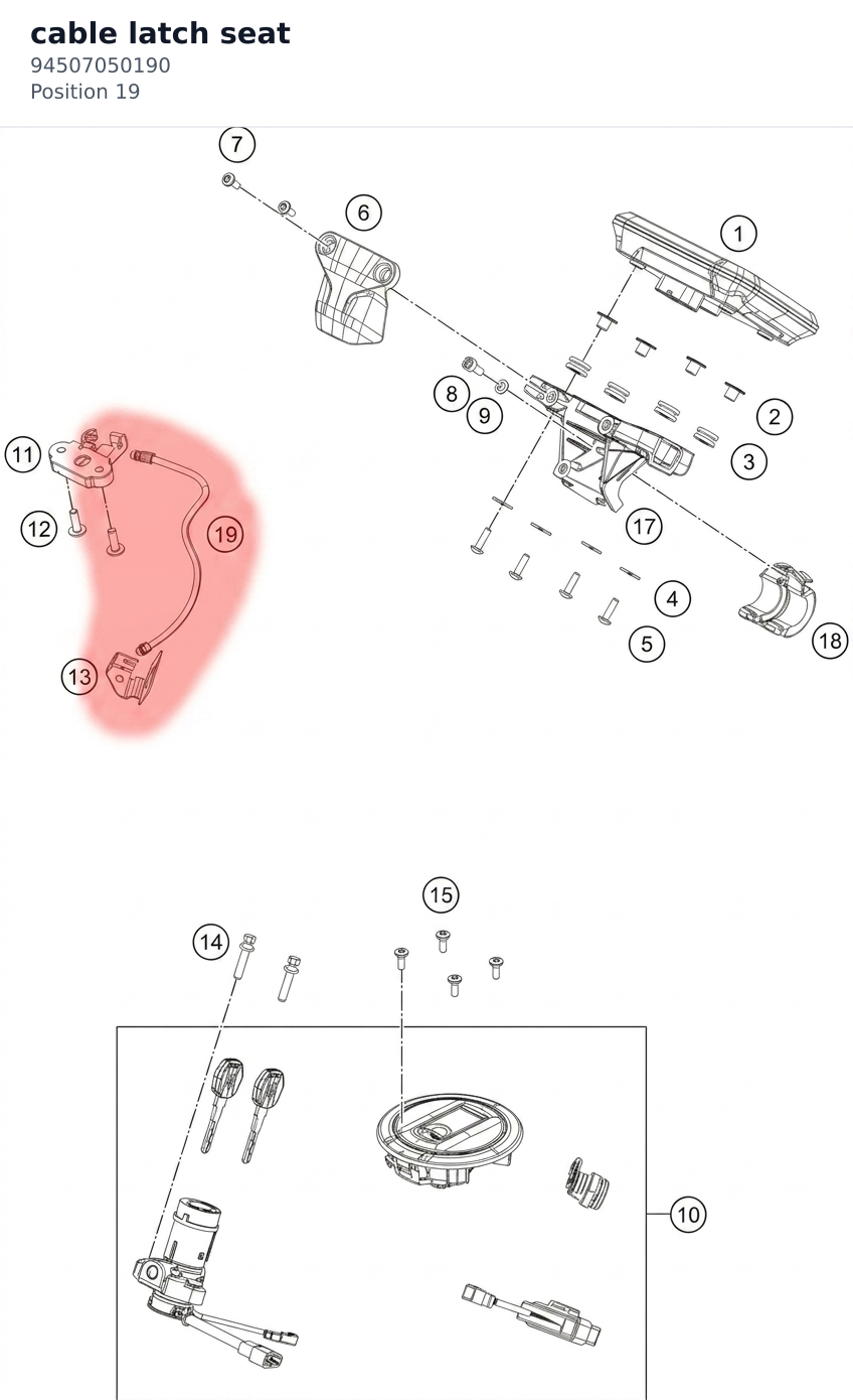 Diagram preview: cable latch seat (94507050190)