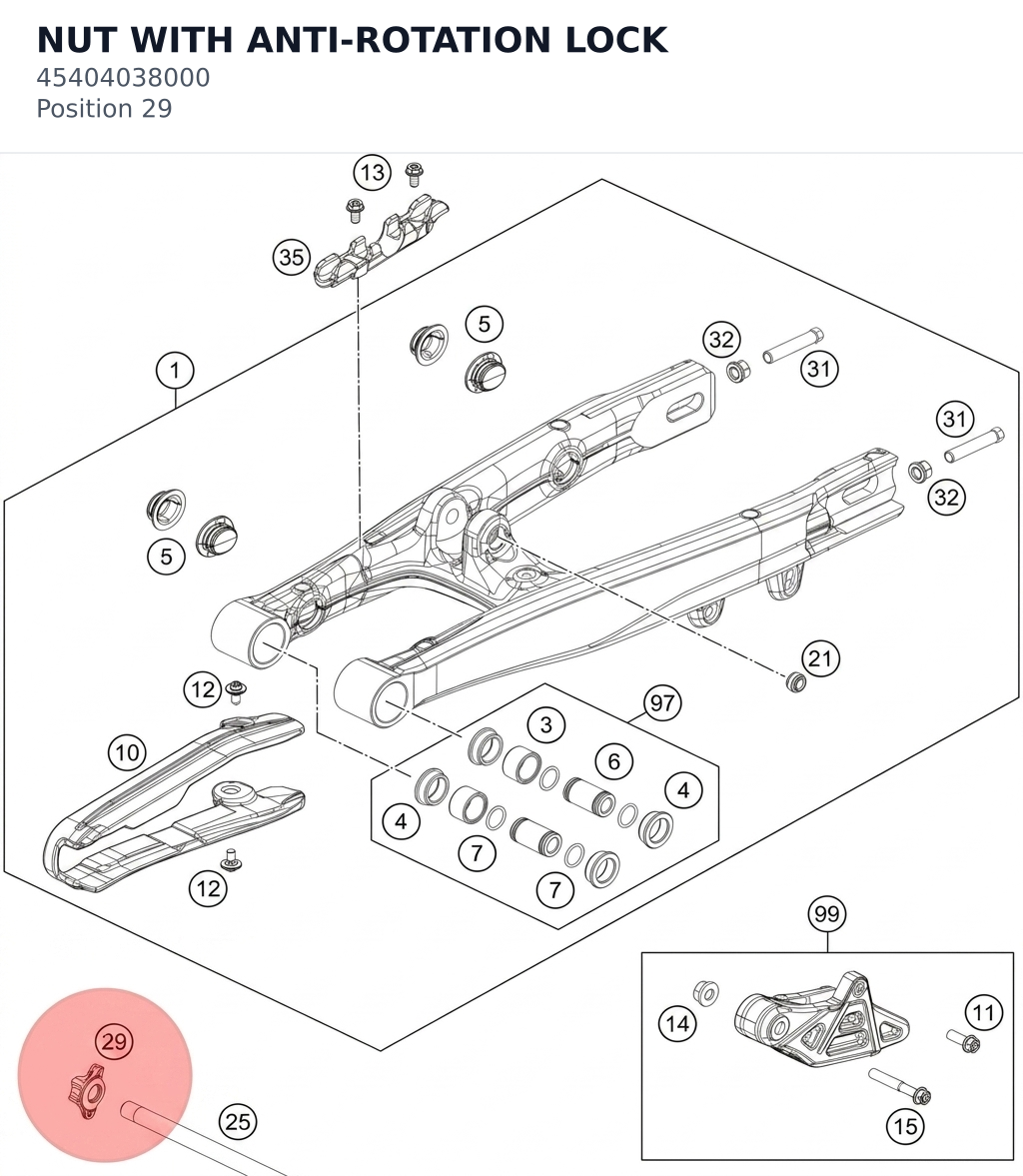 Diagram preview: NUT WITH ANTI-ROTATION LOCK (45404038000)