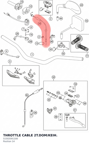 Diagram preview: THROTTLE CABLE 2T.DOM/KEIH. (51502091100)