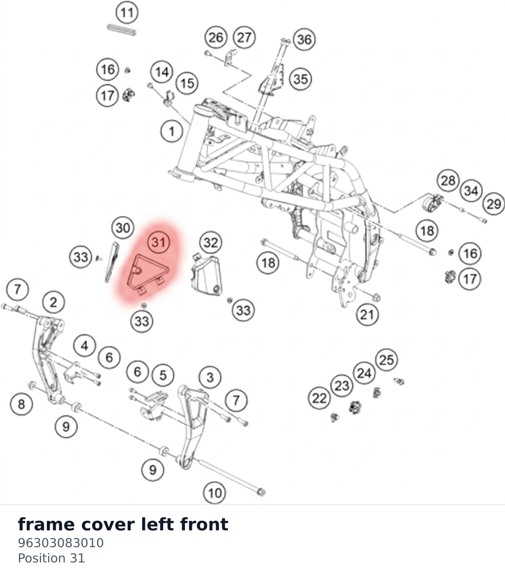 Diagram preview: frame cover left front (96303083010)