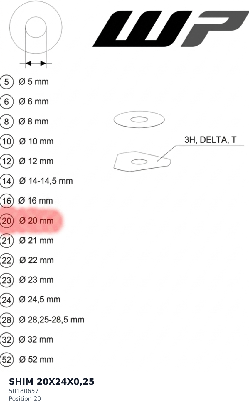Diagram preview: SHIM 20X24X0,25 (50180657)