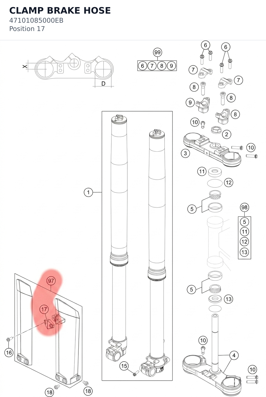 Diagram preview: CLAMP BRAKE HOSE (47101085000EB)