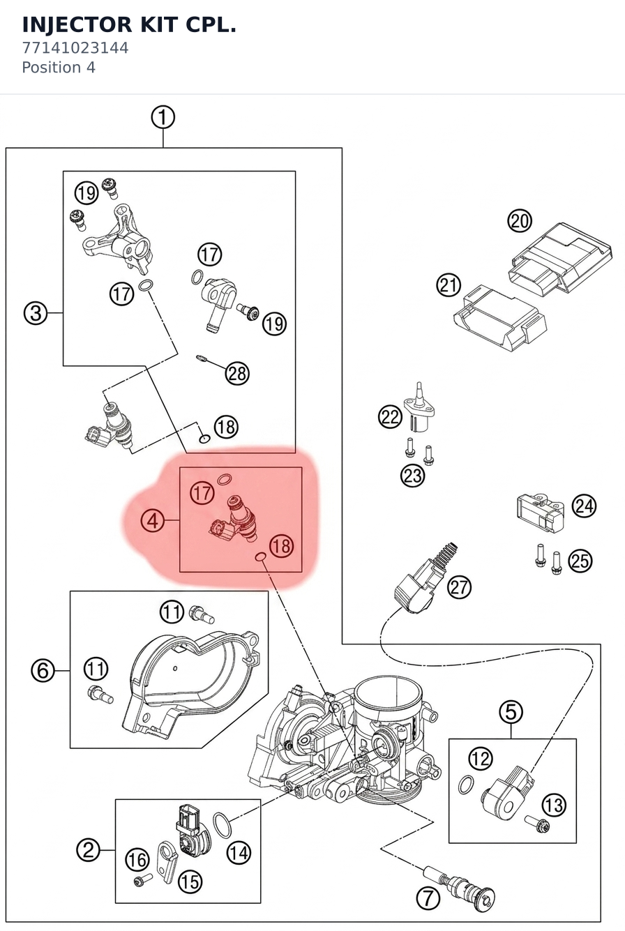 Diagram preview: INJECTOR KIT CPL. (77141023144)