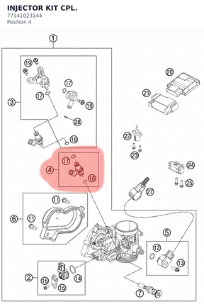 Diagram preview: INJECTOR KIT CPL. (77141023144)