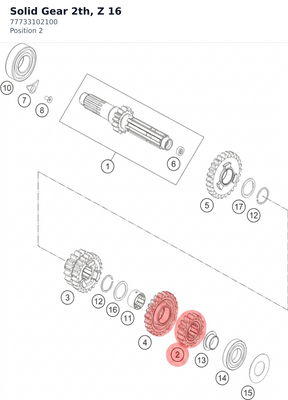 Diagram preview: Solid Gear 2th, Z 16 (77733102100)