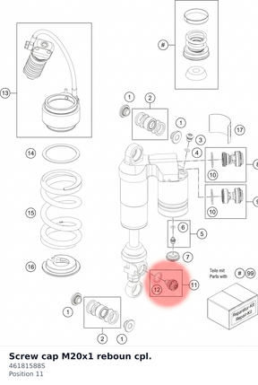 Diagram preview: Screw cap M20x1 reboun cpl. (46181588S)