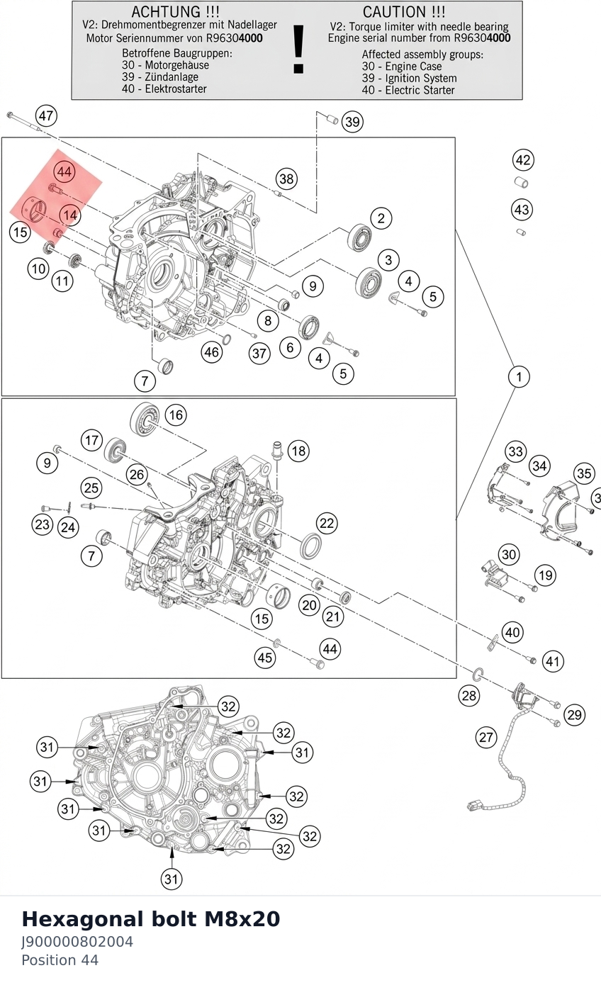 Diagram preview: Hexagonal bolt M8x20 (J900000802004)
