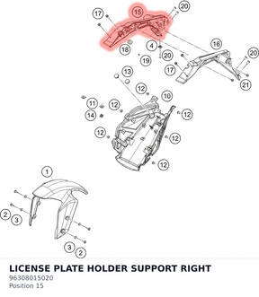 Diagram preview: LICENSE PLATE HOLDER SUPPORT RIGHT (96308015020)