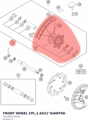 Diagram preview: FRONT WHEEL CPL.1.6X21''GIANT6D (7810900144430)
