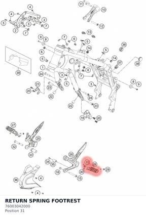 Diagram preview: RETURN SPRING FOOTREST (76003042000)