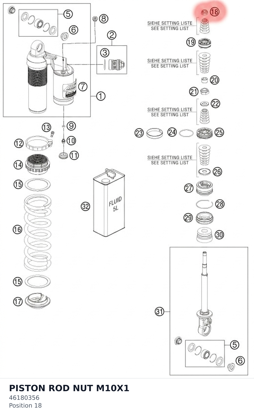 Diagram preview: PISTON ROD NUT M10X1 (46180356)