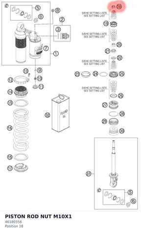 Diagram preview: PISTON ROD NUT M10X1 (46180356)