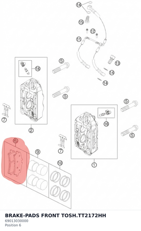 Diagram preview: BRAKE-PADS FRONT TOSH.TT2172HH (69013030000)