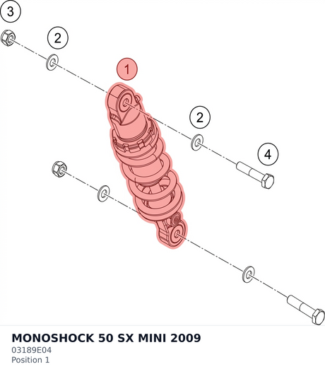 Diagram preview: MONOSHOCK 50 SX MINI      2009 (03189E04)